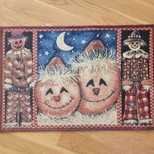 Fall Harvest Entryway Mat – Scarecrow & Pumpkin Design (18.5” x 27.25”)